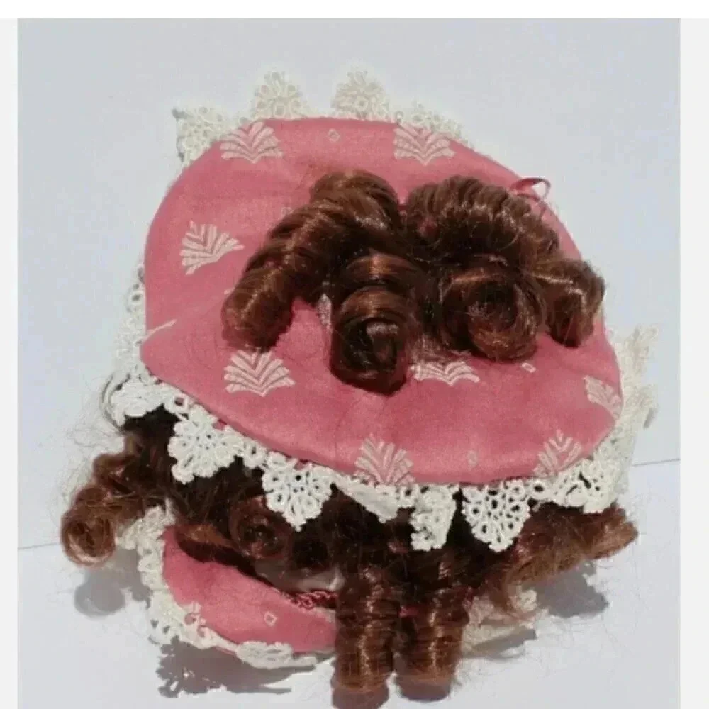 VINTAGE Porcelain Victorian Doll Head Holiday Christams Tree Ornament